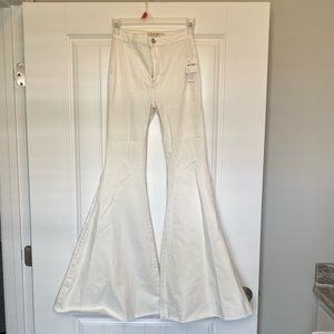 Free People White Wide- Leg Flares